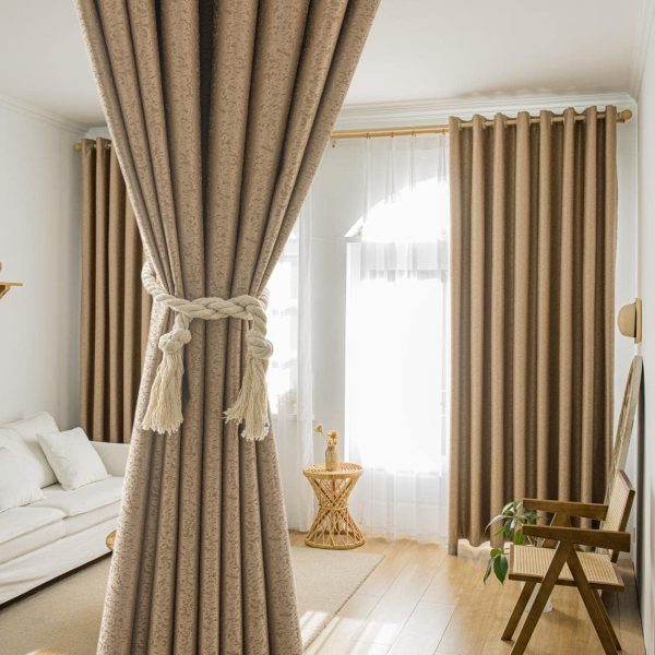 Brown Curtains with Tieback