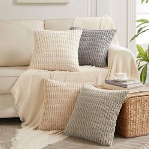 Patterned Sofa Throw Pillows – Beige & Brown